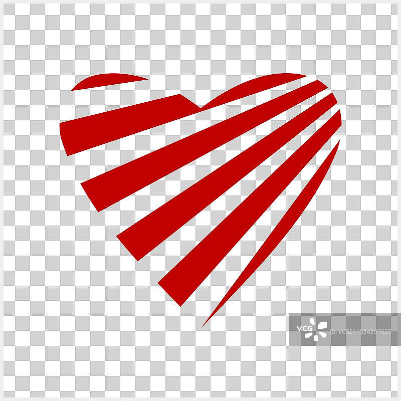 红色心形图标的模板，孤立的涂鸦剪贴画图片素材