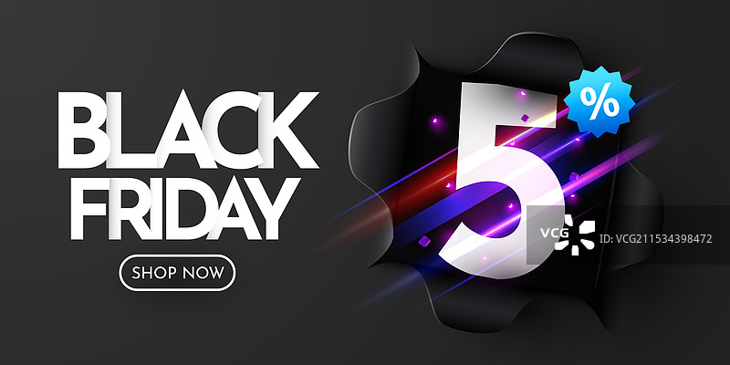 黑色星期五横幅 黑色撕裂纸 5%图片素材