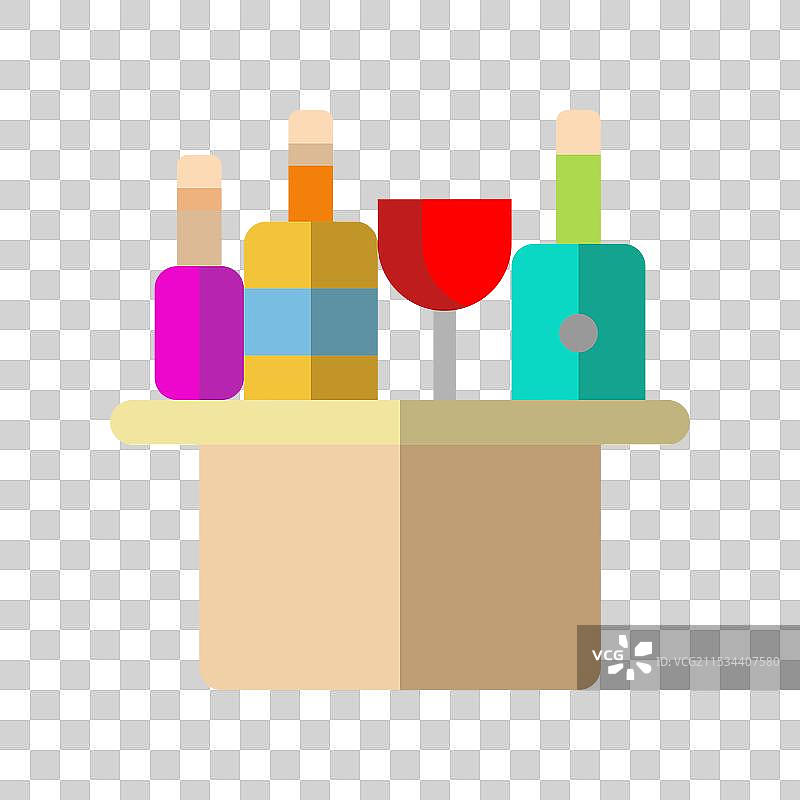 餐厅饮品的平面风格迷你酒吧图标图片素材