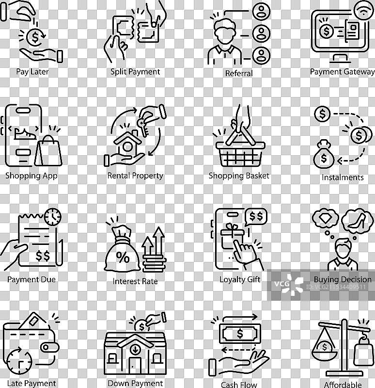 金融线性风格图标集合图片素材