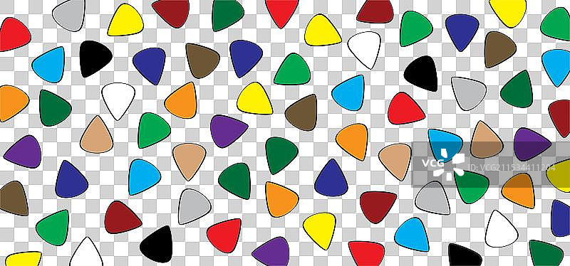 卡通吉他拨片或拨弦器与音乐音符图片素材