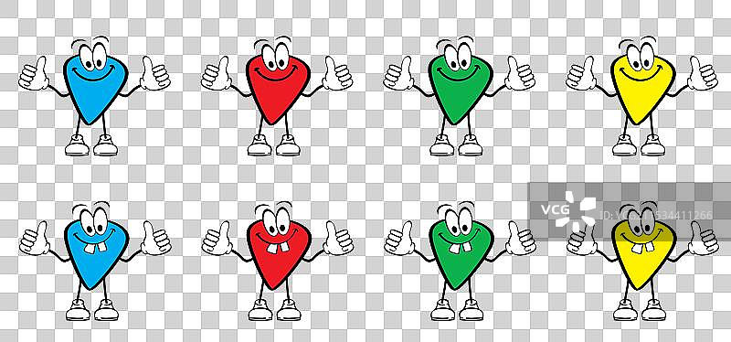 卡通吉祥物吉他拨片或拨弦器漫画图片素材