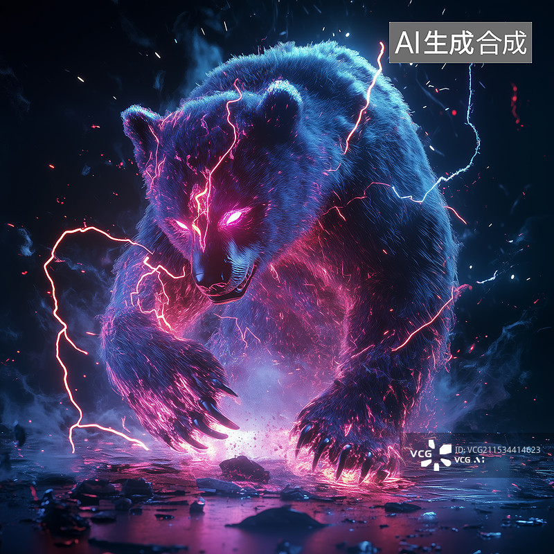 【AI数字艺术】高级美感特效插画游戏动漫特效怪物野兽图片素材