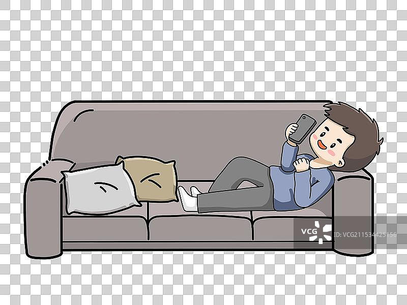 躺在沙发上玩手机的人图片素材