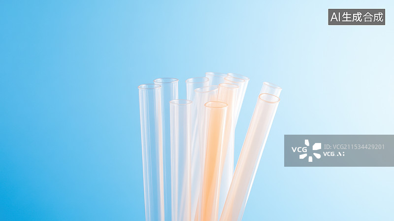 【AI数字艺术】蓝色背景下的吸管图片素材