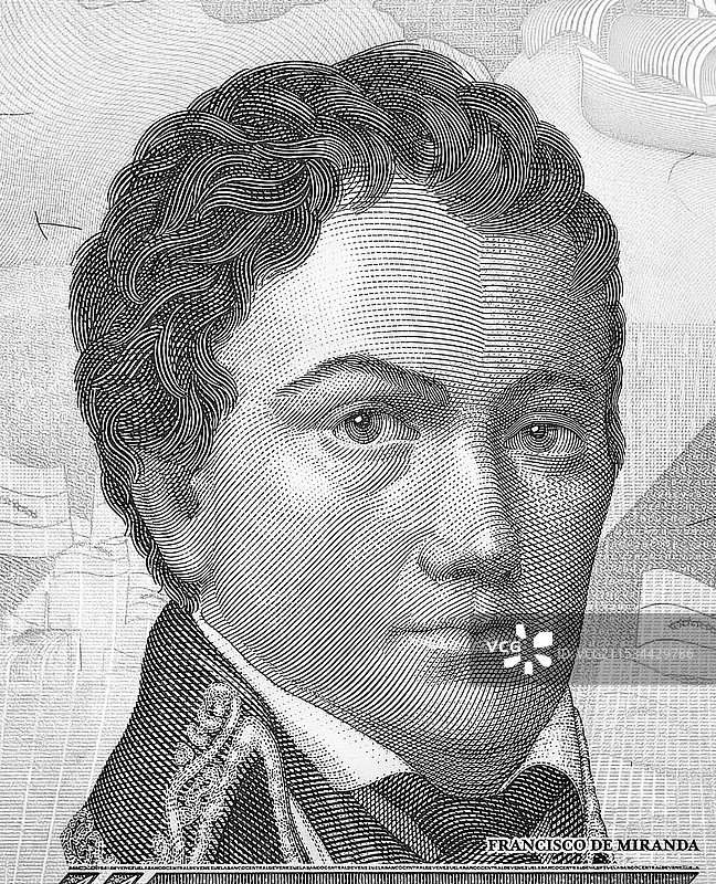 委内瑞拉领袖米兰达的版画肖像图片素材