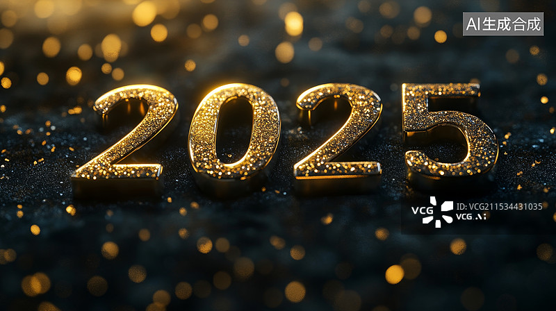 【AI数字艺术】金色数字2025图片素材