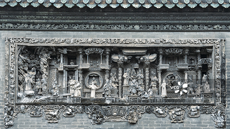 广州陈家祠砖雕图片素材