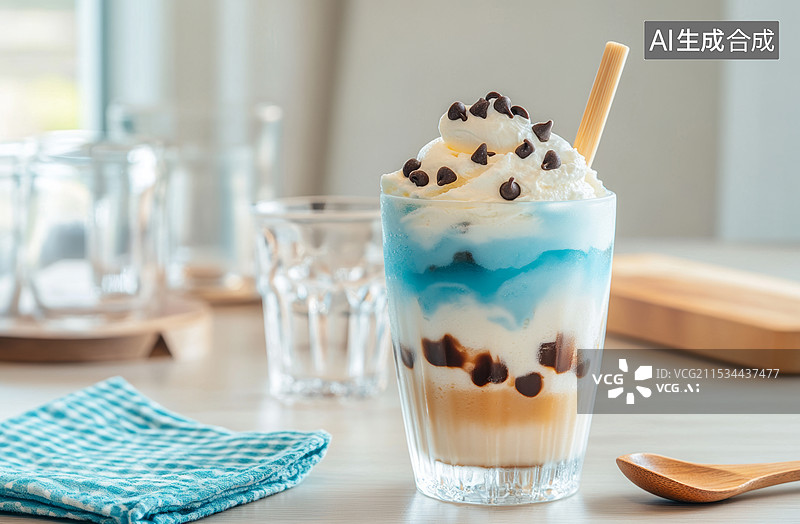 【AI数字艺术】一杯珍珠奶茶，杯中的奶茶呈现出浓郁的奶白色，底部有许多黑色的珍珠球。图片素材