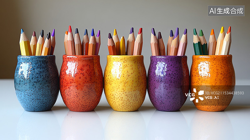 【AI数字艺术】多支彩色的铅笔图片素材