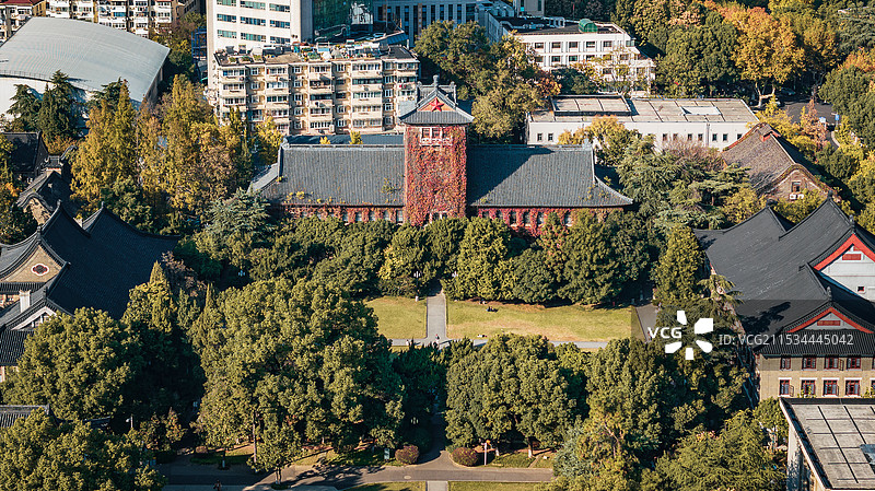 南京大学鼓楼校区航拍图片素材