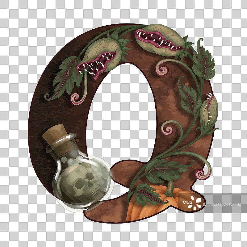 万圣节涂鸦字母Q与死亡主题图片素材