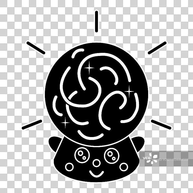 可爱的魔法水晶球图形的黑色剪影图片素材