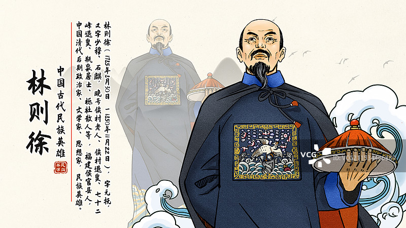 民族英雄系列之林则徐横版海报图片素材