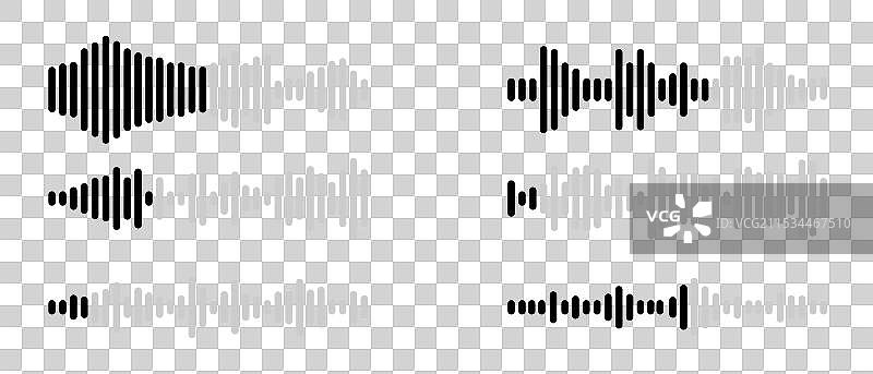 黑色和灰色声波频率图标集图片素材