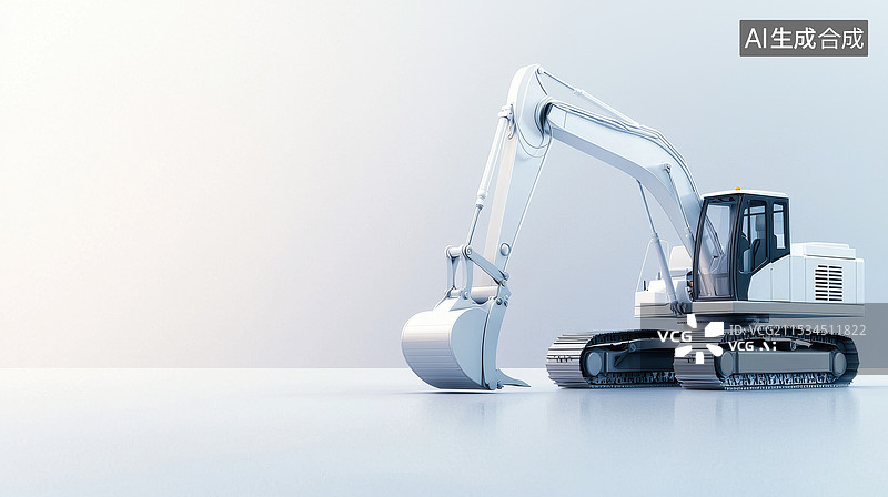 【AI数字艺术】白色挖掘机展示图片素材