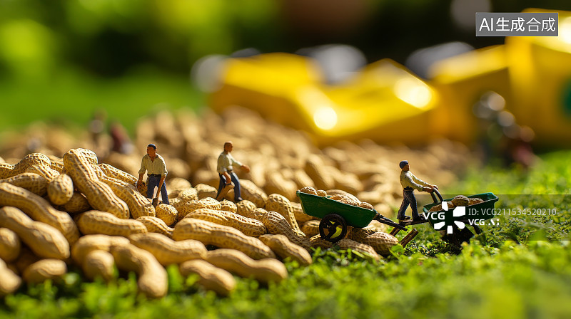 【AI数字艺术】微缩景观丰收的花生地图片素材