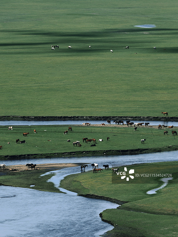 呼伦贝尔草原_俯瞰莫尔格勒河图片素材