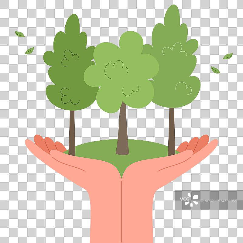 手握森林图片素材