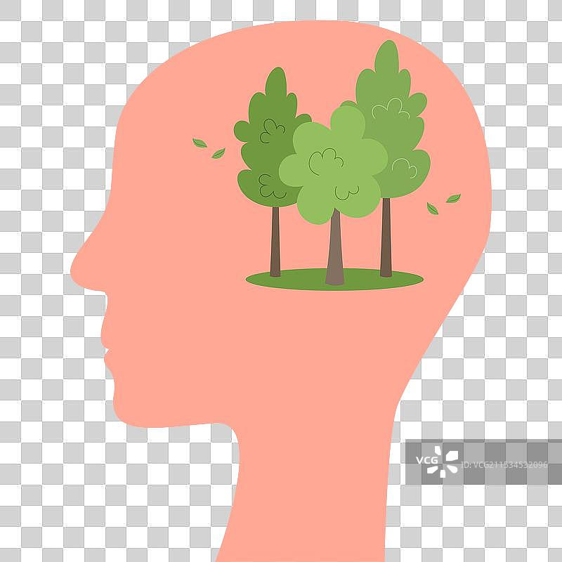 树木在人的头脑中生长图片素材