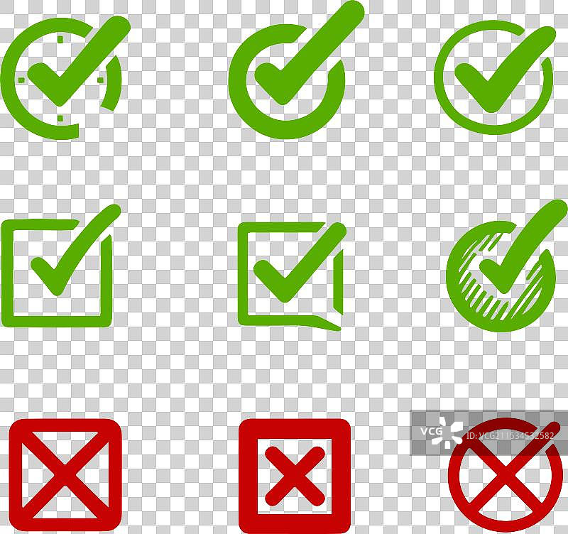 绿色勾号和红色叉号图标集图片素材
