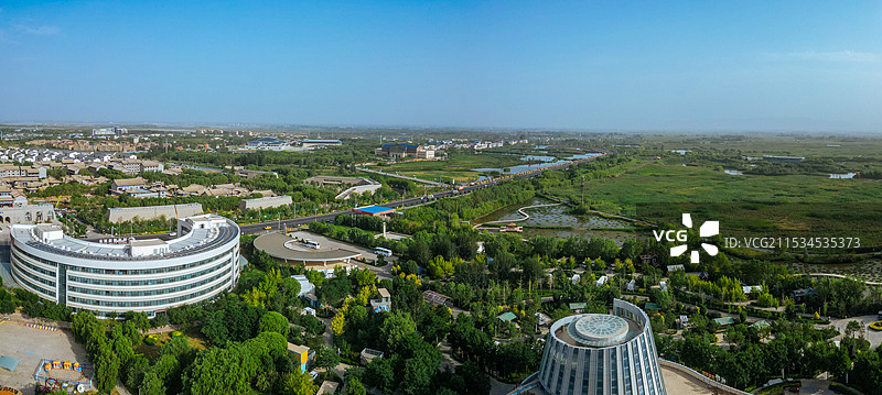 张掖 城市湿地博物馆 边塞竞技体育中心 湿地公园 甘州府城 玉水苑图片素材