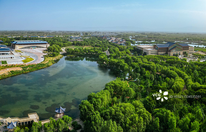 张掖 城市湿地博物馆 边塞竞技体育中心 湿地公园 甘州府城 玉水苑图片素材