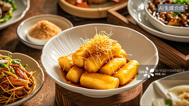 【AI数字艺术】中国美食鲁菜拔丝山药图片素材