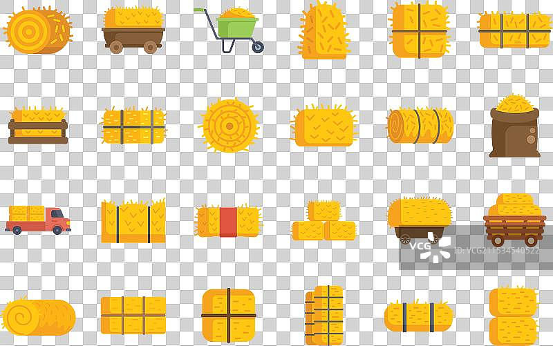 干草捆的收割、储存和运输平面图图片素材