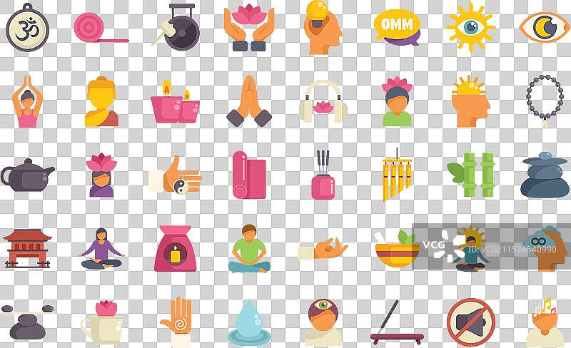 冥想练习图标展示如何冥想图片素材