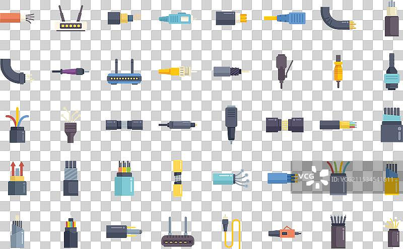 一组电气连接器和网络电缆图片素材