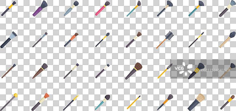 一套多彩的化妆刷用于涂抹图片素材