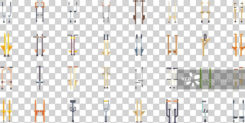 一组代表行走的高跷图标图片素材