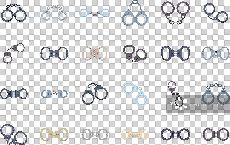 一套用于逮捕罪犯的金属手铐图片素材