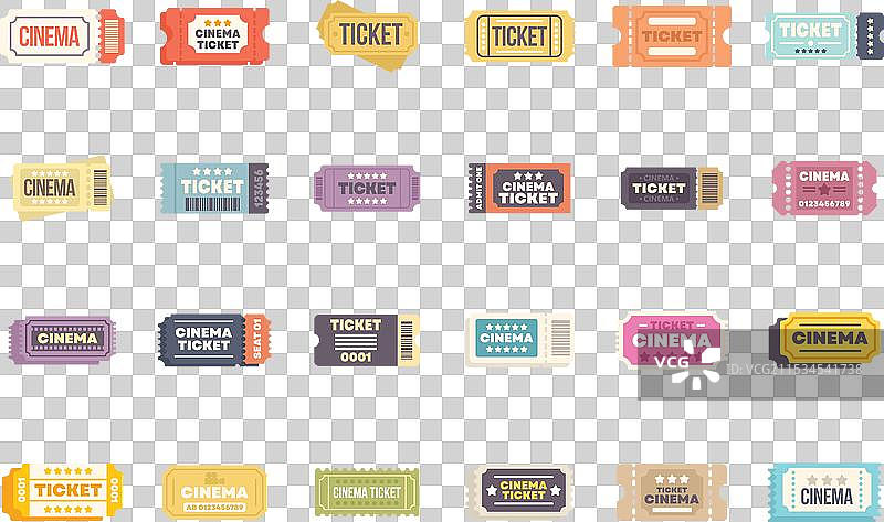 一套电影票，允许观看电影图片素材