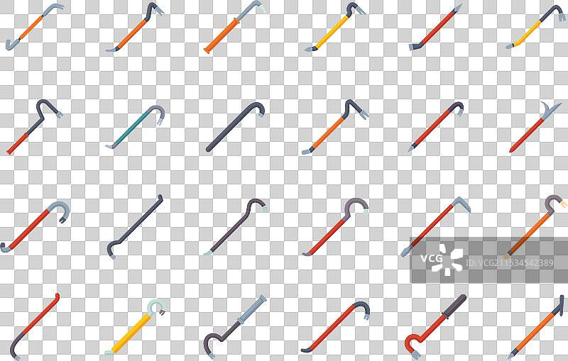 一组不同形状和尺寸的撬棍图片素材