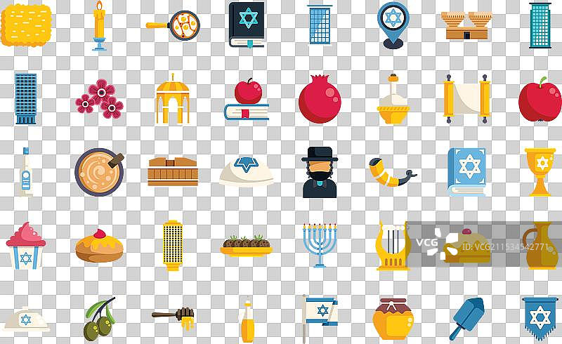 这张图片展示了与犹太教相关的图标。图片素材