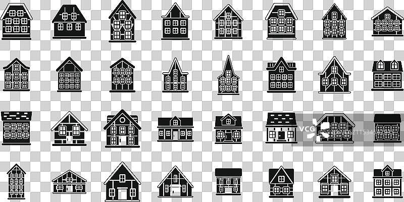 传统德国房屋图标集图片素材