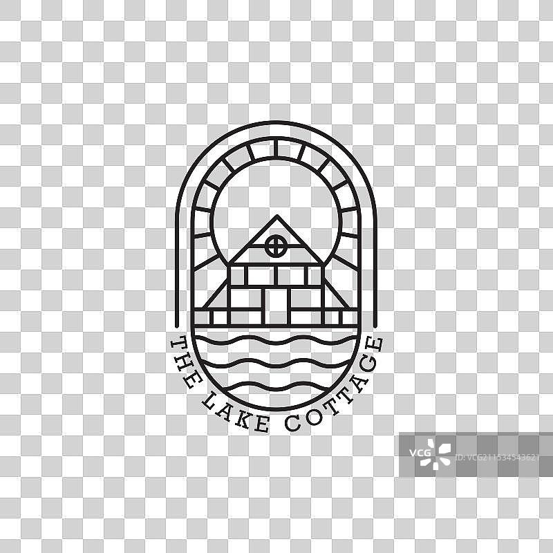 简约线条艺术乡村木屋标志图片素材