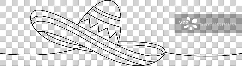 墨西哥帽子的一笔连续画的草帽图片素材