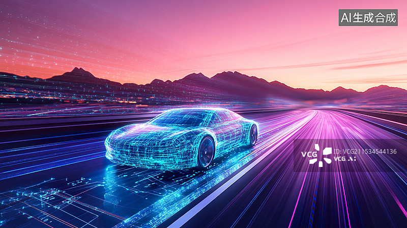 【AI数字艺术】未来汽车在野外的道路行驶图片素材
