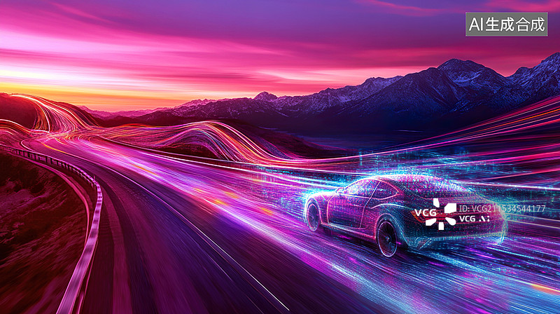 【AI数字艺术】未来汽车在野外的道路行驶图片素材