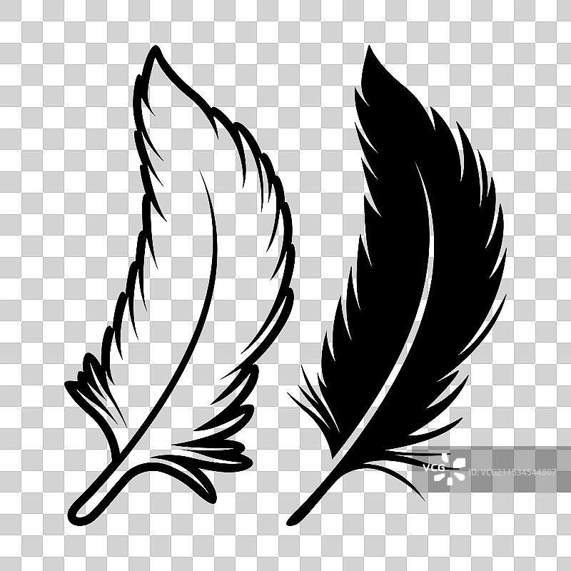 黑白色毛茸茸的羽毛标志图标图片素材