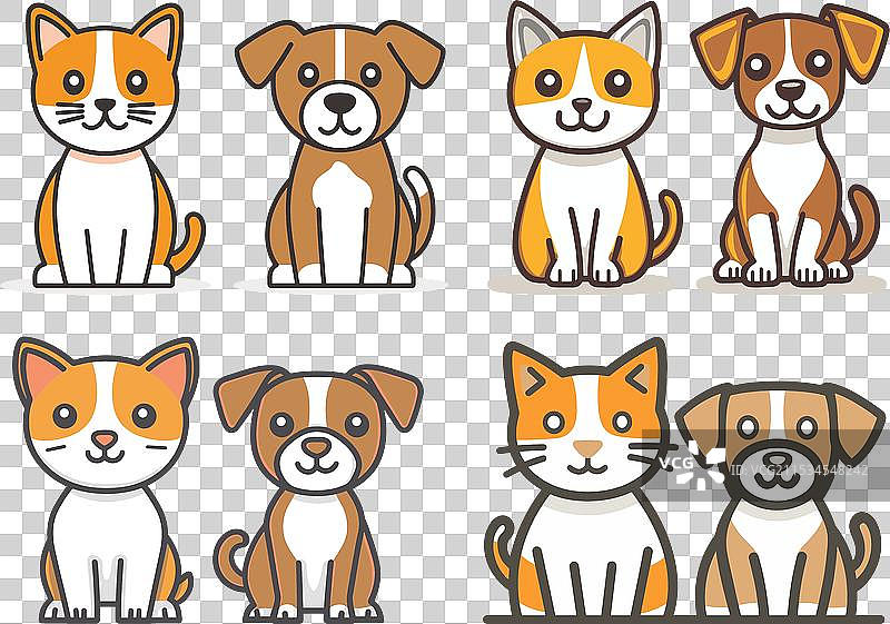 坐着的猫和狗的插图图片素材