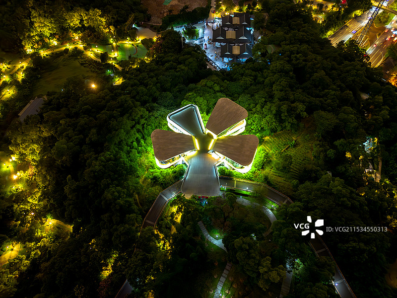 航拍福州金鸡山公园茉莉花展厅图片素材