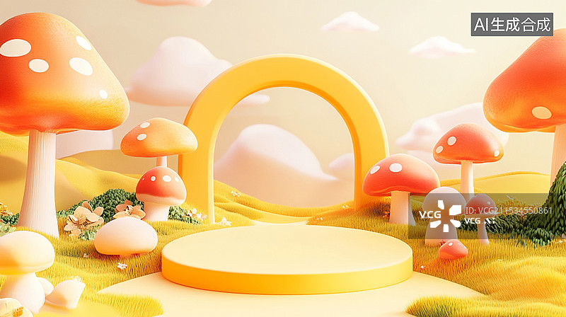 【AI数字艺术】可爱风c4d风格蘑菇街电商海报图片素材