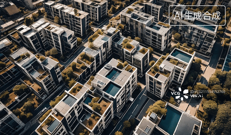 【AI数字艺术】现代建筑群图片素材