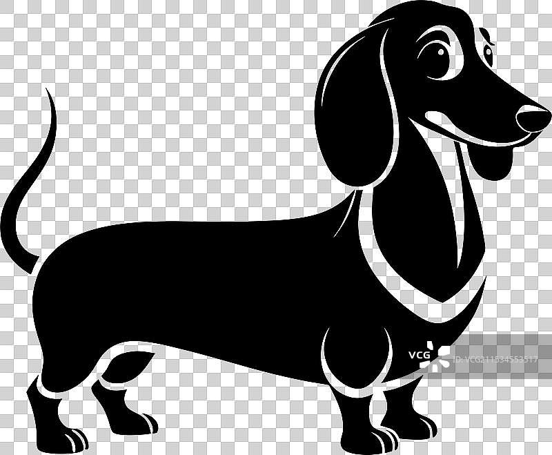 腊肠犬剪影，顽皮而标志性的香肠图片素材