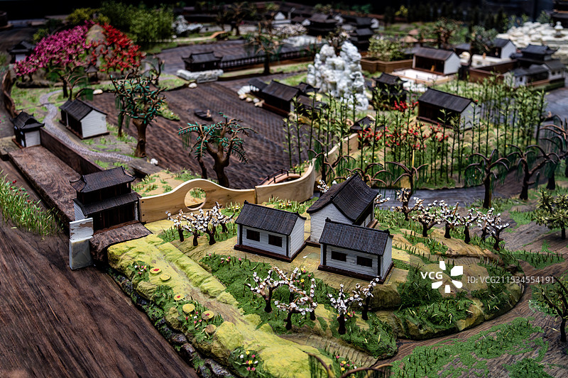 止园模型东南角部分 飞云峰 怀归别墅 水周堂 鸿磐轩 大慈悲阁 中国园林博物馆藏图片素材