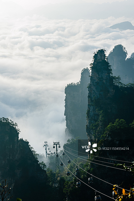 张家界天子山缆车图片素材